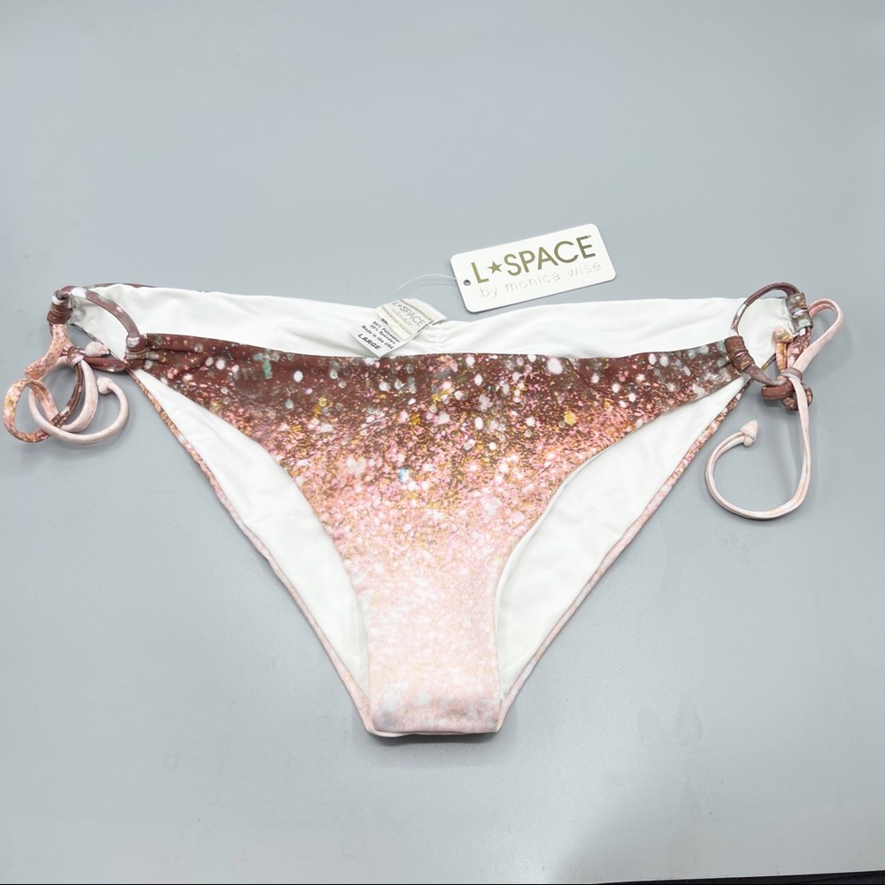 L*Space Pink and White Bikini Bottom